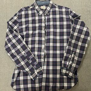 J. Crew Men's Plaid Button-Down Shirt - Navy and White